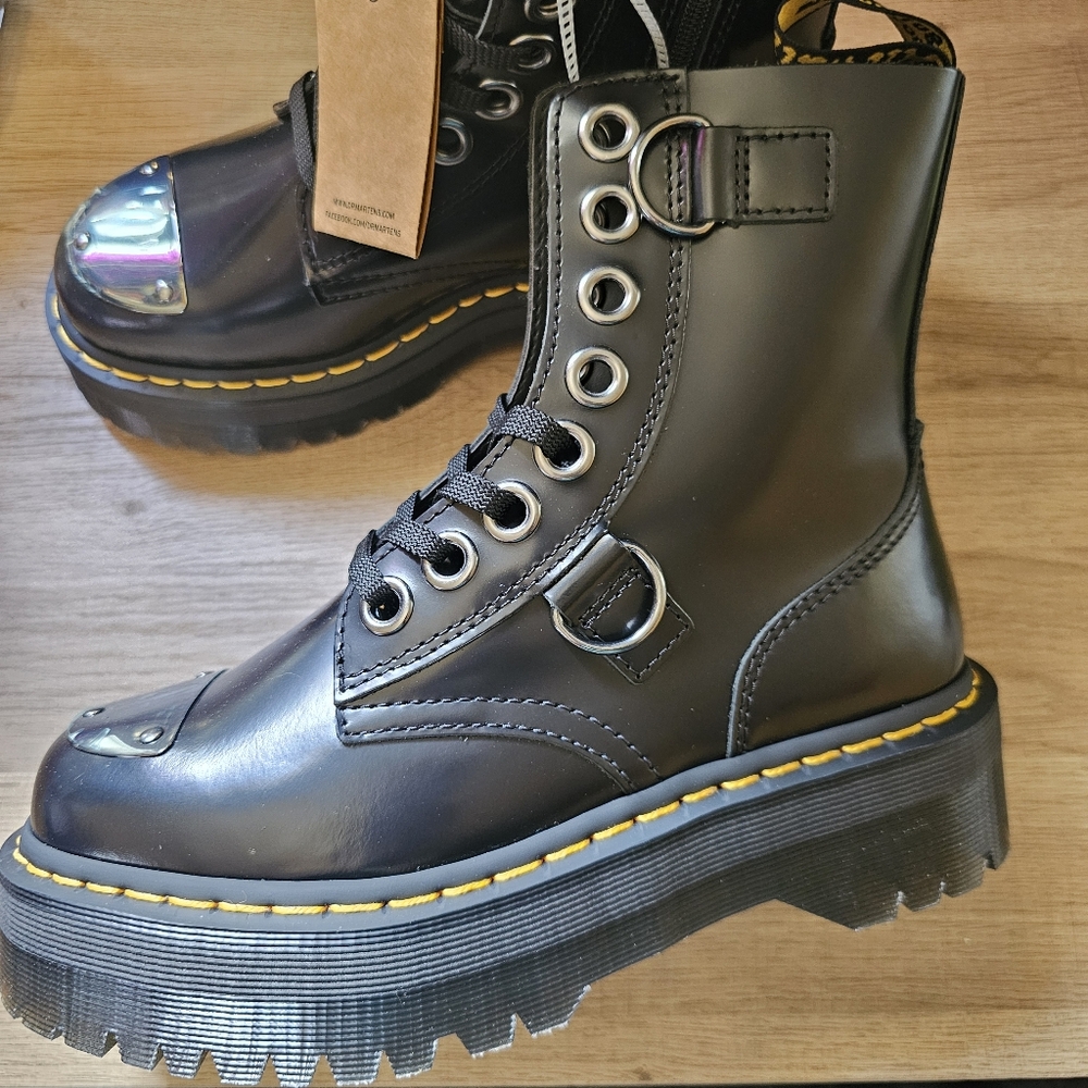 Dr Martens Jadon Alt Boot Womens 8 Buttero Black Combat Goth Platform Steampunk